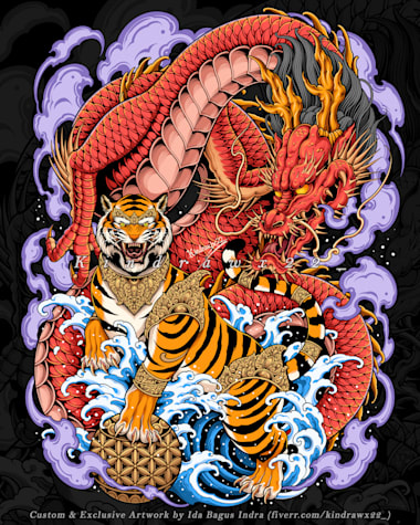 Create detailed japanese style art for tattoos tshirts etc